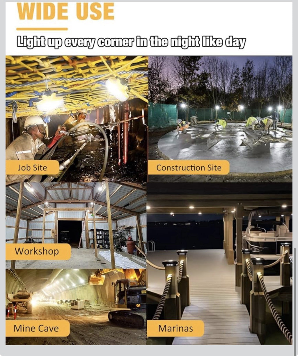 LED Construction String Light 100FT, 130W 16000Lm 100FT 2Prong, White 7