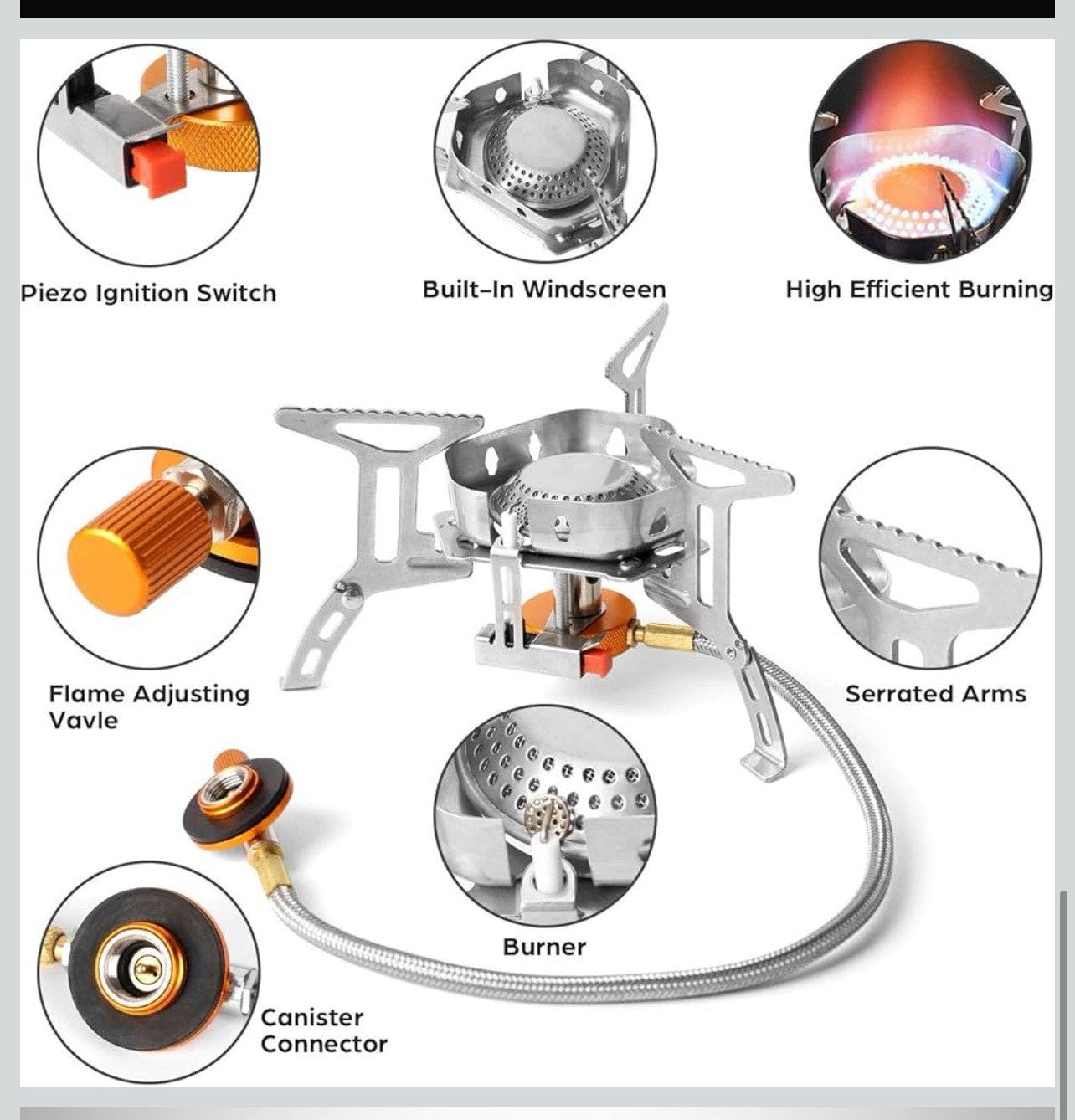 Estufa de campamento a prueba de viento estufa de gas para acampar al aire libre4