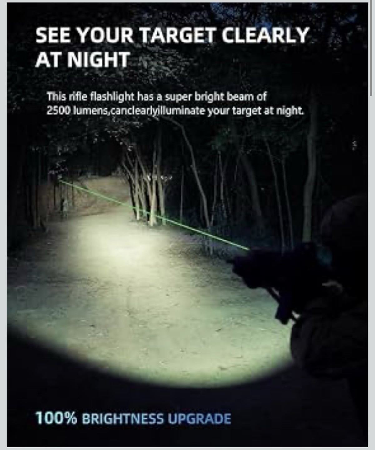 2500 Lumens Rifle Laser Light Combo Compatible with M-Rail, Rechargeable2
