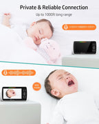 iFamily Split Screen Baby Monitor, Large Display Video Baby Monitor with 2 Cameras and Audio, Long Range, Remote pan tilt, Night Vision, Temperature Sensor, 2 Way Talk, Feeding Clock and lullabies.