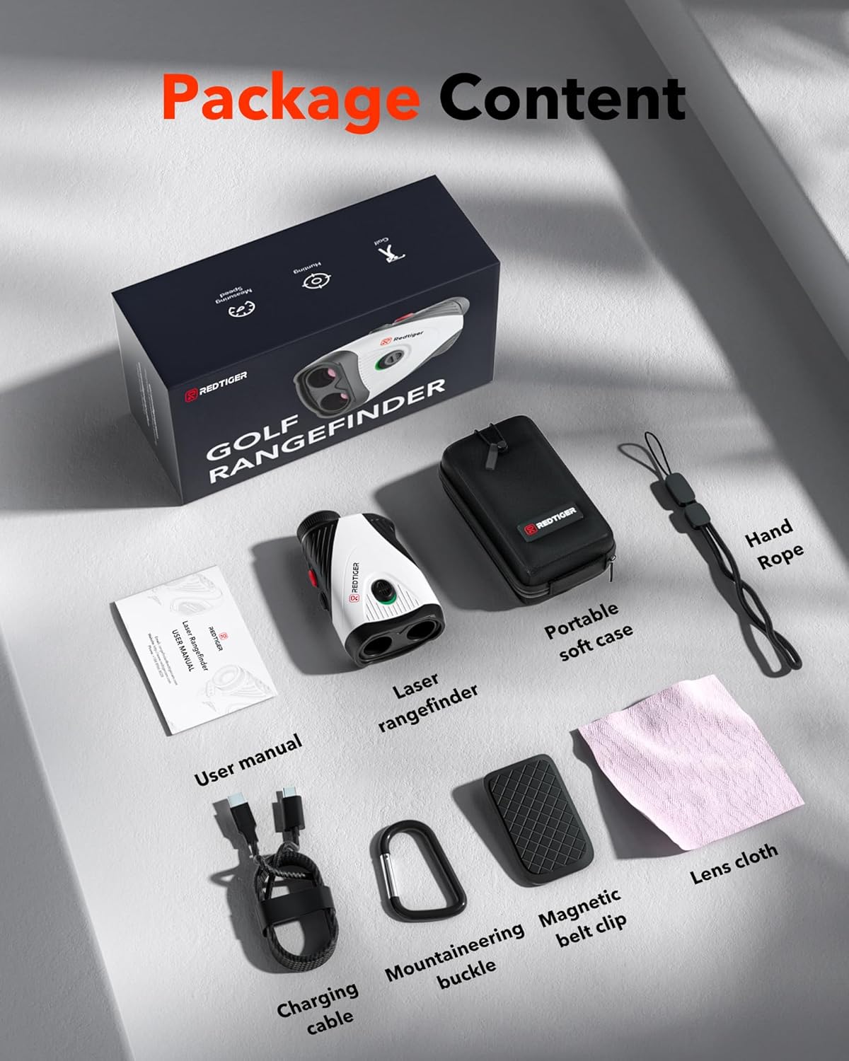 REDTIGER Golf Rangefinder with Slope Switch, 1200 Yards Range Finder Golfing, 7X Magnification, Flag Pole Locking Vibration, Rechargeable Range Finders with...