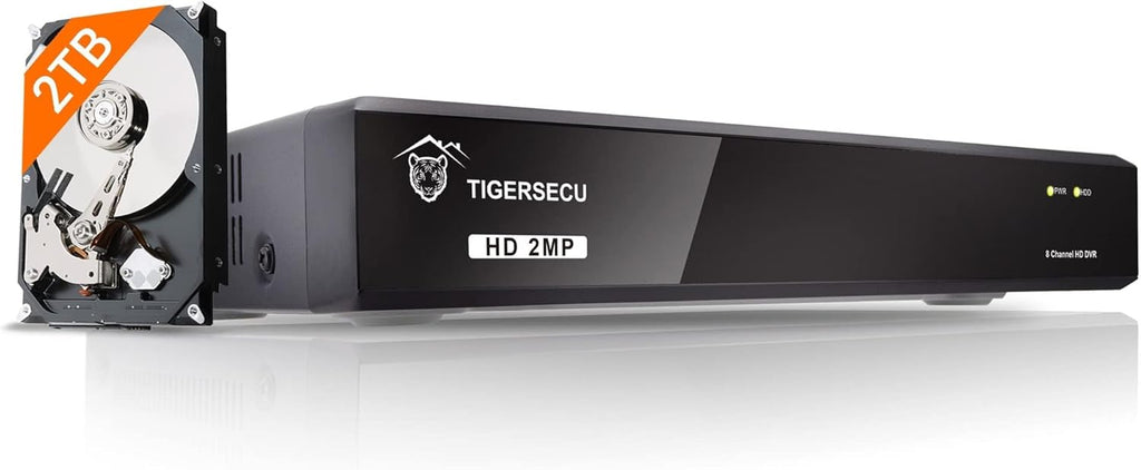 TIGERSECU Super HD 1080P 8 Channel DVR Security Recorder with 2TB Hard Drive, Hybrid 6-in-1 CCTV DVR Recorder Compatible with 2MP and 5MP TVI, AHD, CVI,...