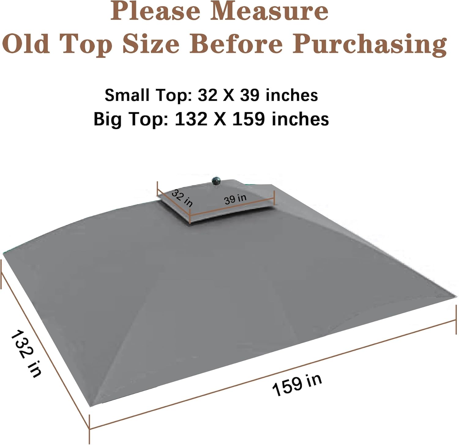 SCOCANOPY Replacement Cover Fit for 10X12 Ft Eagle Brooke Soft Top Gazebo Model A101007600, A101007603, A101007604,(Gray)