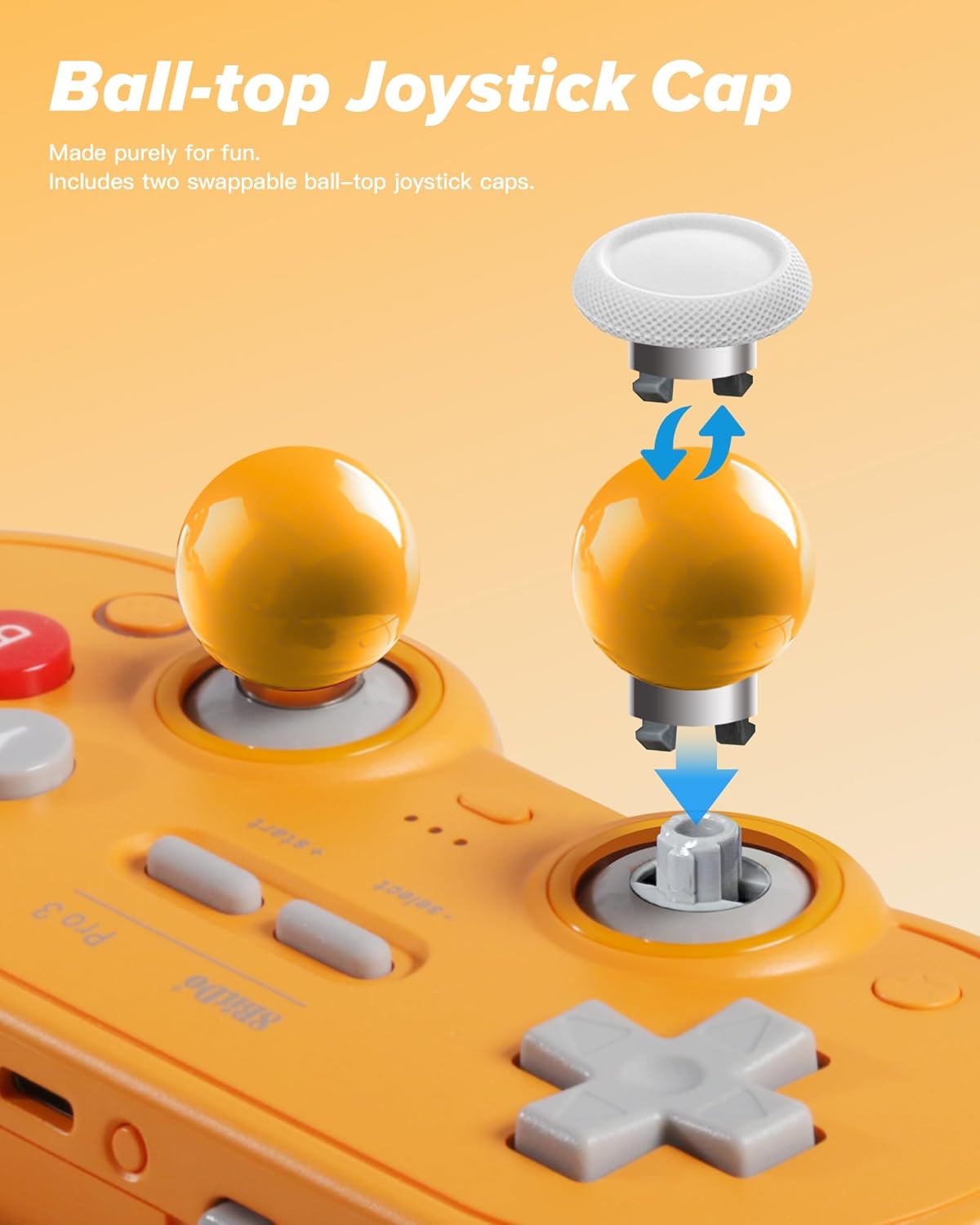 8Bitdo Pro 3 Bluetooth Controller with TMR Joysticks, Swappable ABXY Buttons, Pro Back Buttons, Charging Dock, Hall Effect Triggers for Switch/Switch 2, Windows, Apple, SteamOS, Android (Orange)