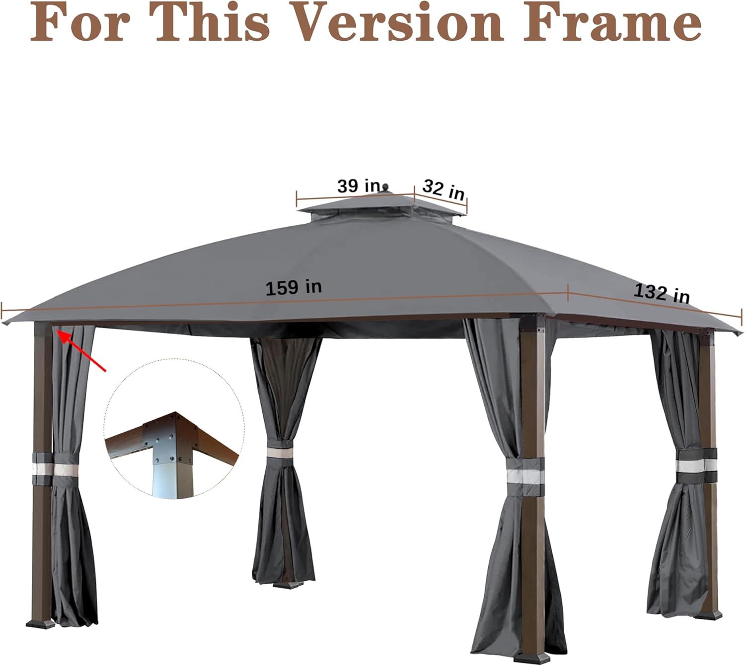 SCOCANOPY Replacement Cover Fit for 10X12 Ft Eagle Brooke Soft Top Gazebo Model A101007600, A101007603, A101007604,(Gray)