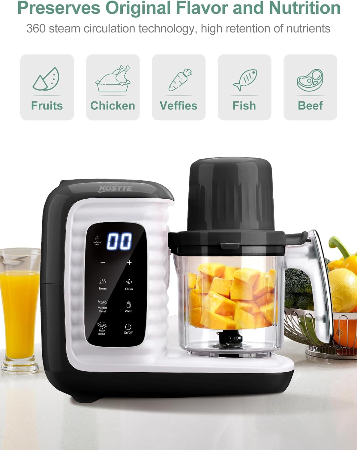 MOMYEASY Baby Food Maker, Multifunction Processor Chopper Grinder, Baby Food Steamer and Puree Blender in-One, with Bottle Warmer, Auto Cooking &...