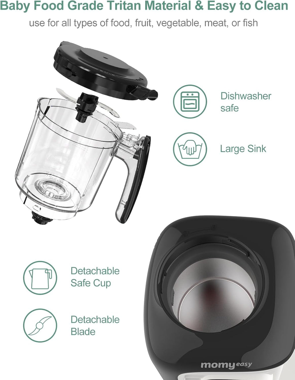 MOMYEASY Baby Food Maker, Multifunction Processor Chopper Grinder, Baby Food Steamer and Puree Blender in-One, with Bottle Warmer, Auto Cooking &...