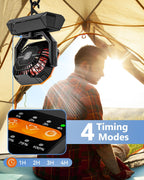 ZIQENLK Camping Fan Rechargeable, 20000mAh Battery Powered Portable Fan with LED Light & Hook,Outdoor, Tent, Travel, Fishing, Jobsite, Gifts for Men Dad Him
