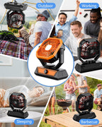 ZIQENLK Camping Fan Rechargeable, 20000mAh Battery Powered Portable Fan with LED Light & Hook,Outdoor, Tent, Travel, Fishing, Jobsite, Gifts for Men Dad Him