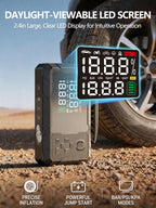 Jump Starter with Air Compressor, 3000A Portable Car Battery Jumper Starter with 100W Wall Charger, 16000mAh Power Bank PD 65W Fast Charging, 150PSI Tire Inflator (30L/min), 12V Jump Box