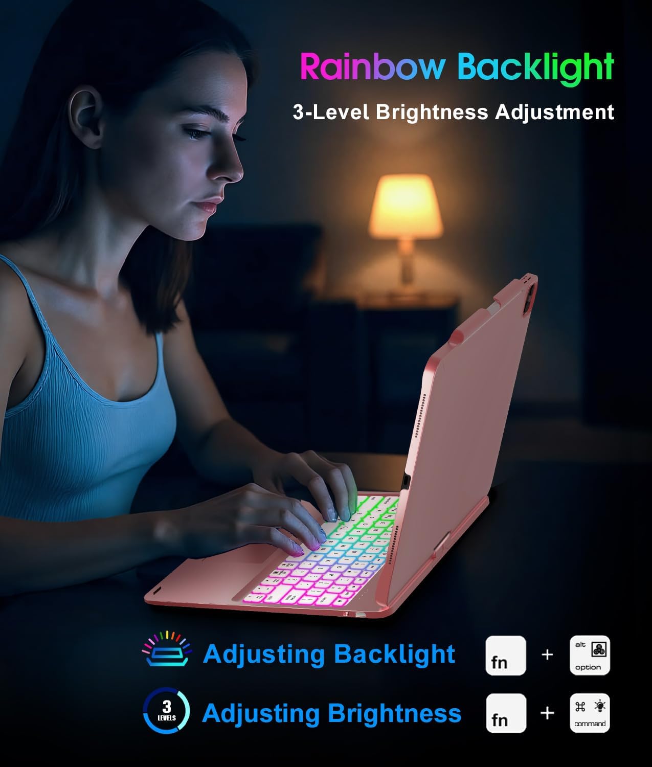 Baisla Case with Keyboard for iPad Pro 13-inch(M5/M4), iPad Air 13-inch(M4/M3/M2) & iPad Pro 12.9", Trackpad, 360 Rotatable, Rainbow Backlit...