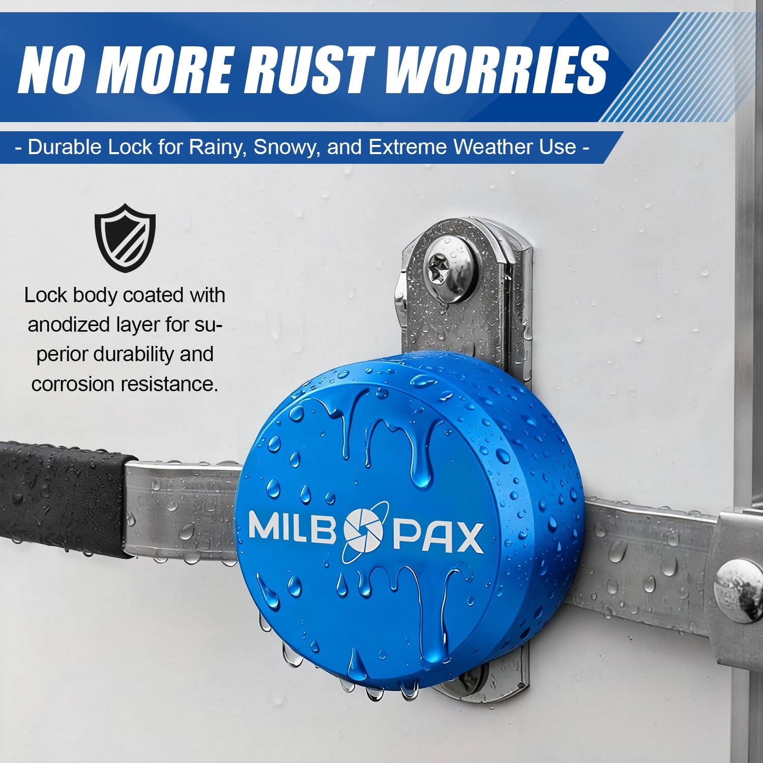 Trailer Door Lock – Keyed Alike Puck Locks for Trailers Trucks Vans Sheds, One-Click Lock Design, Heavy-Duty Shipping Container Lock (Blue, 3 Pack, 9 Keys)