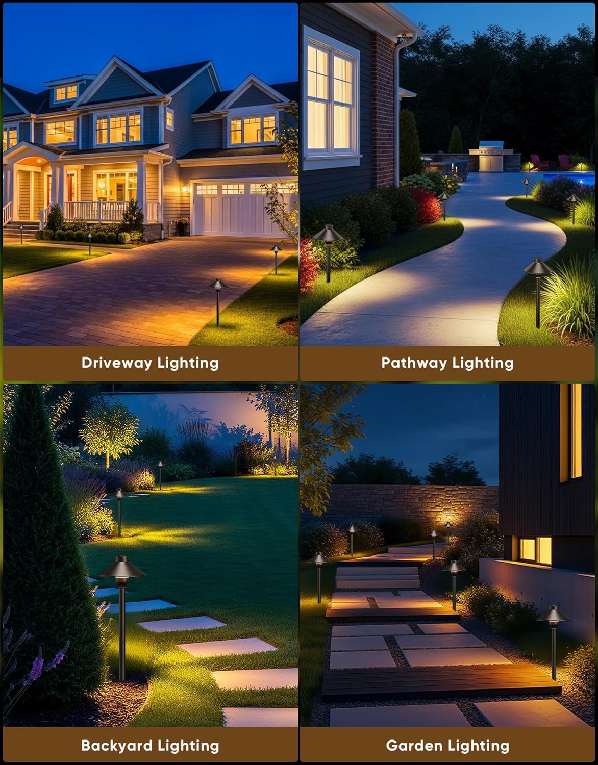 ARTPHONER Low Voltage Landscape Lighting 6-Pack, Aluminum 12V Pathway Lights with G4 Bulbs, Waterproof Oil Rubbed Bronze Color Wired Path Lights with Connectors for Walkway Yard Garden