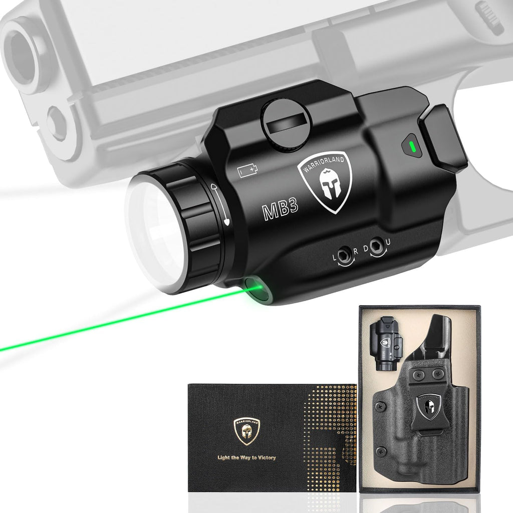 WARRIORLAND MB3 Pistol Light and Custom Kydex Holster, Fits S&W M&P Shield EZ (9mm /380 AUTO) & Equalizer, Compact 500-Lumens Tactical Weapon...