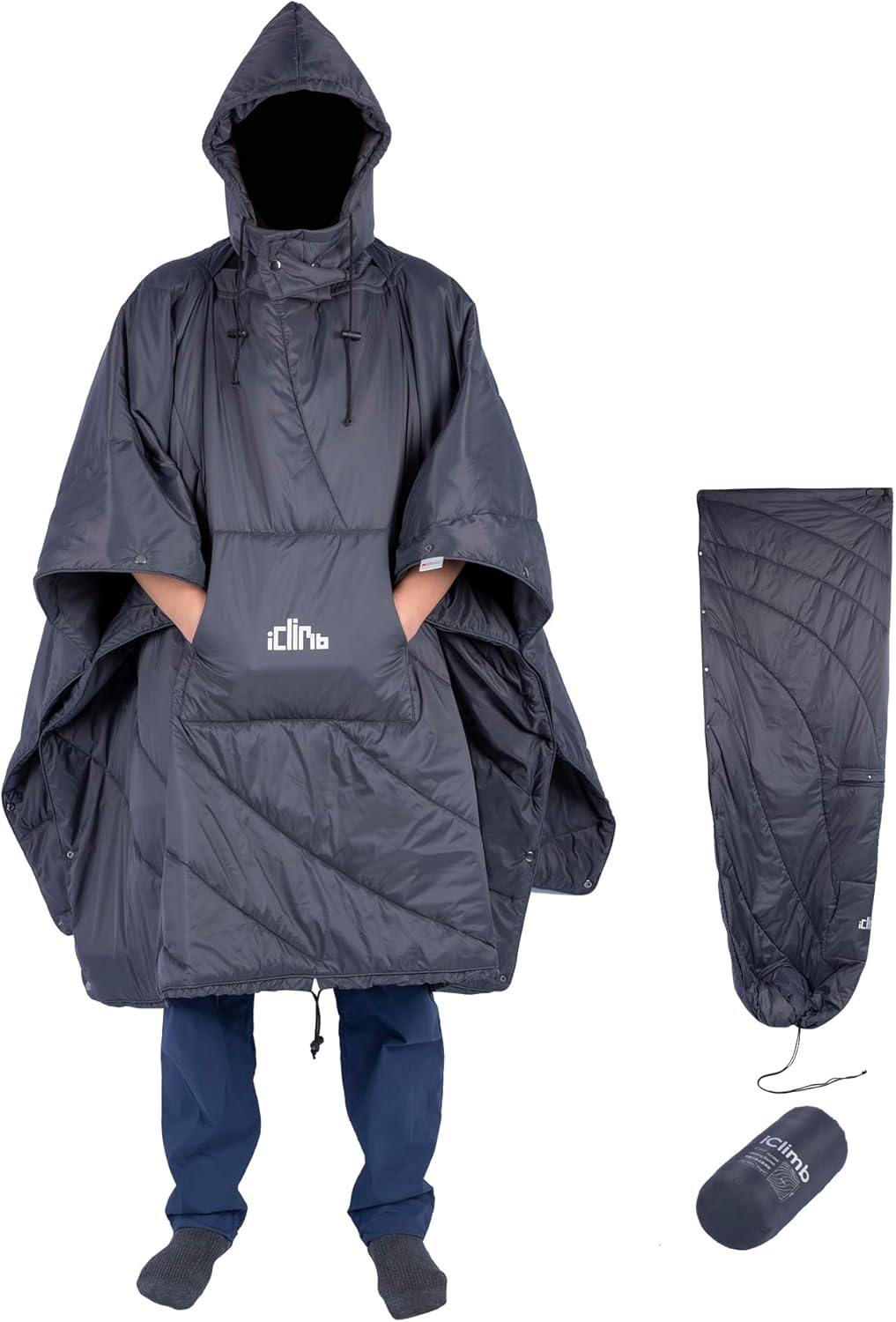 iClimb Hooded 3M Thinsulate Insulation Warm Camping Blanket Wearable Poncho Ultralight Compact