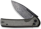 Navaja CIVIVI para EDC, cuchillo plegable con cierre de botón conspirador hoja Damasco de 3,48", mango Micarta verde oscuro C21006-DS1