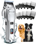 oneisall Dog Clippers for Grooming for Thick Heavy Coats/Low Noise Rechargeable Cordless Pet Shaver with Stainless Steel Blade/Waterproof Dog Shaver for...