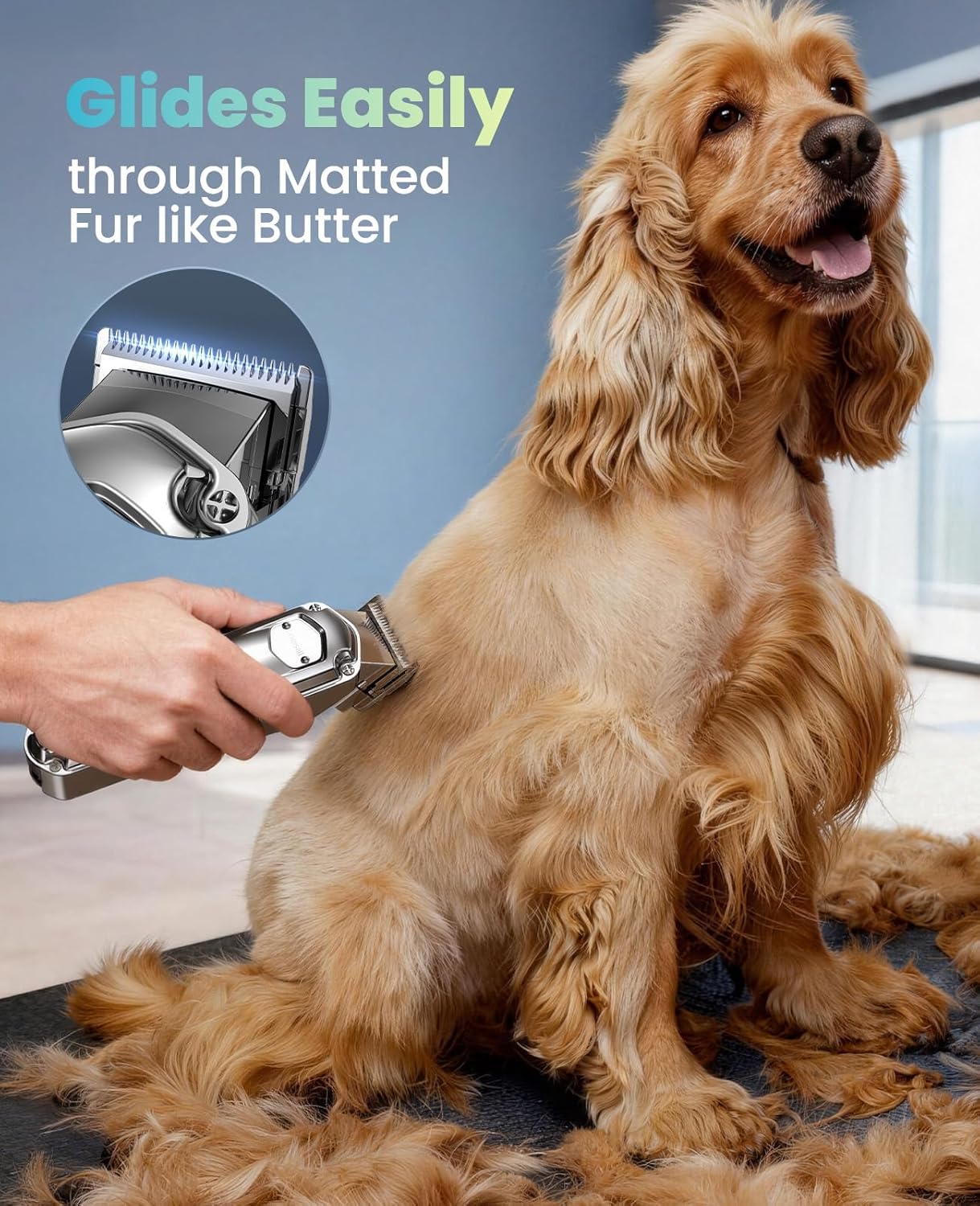 oneisall Dog Clippers for Grooming for Thick Heavy Coats/Low Noise Rechargeable Cordless Pet Shaver with Stainless Steel Blade/Waterproof Dog Shaver for...