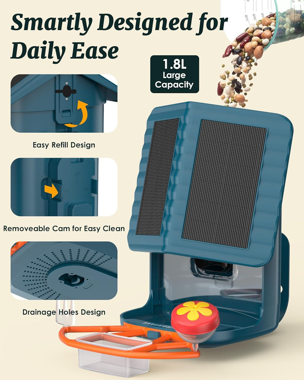 BIRDSFAVE Bird Feeder with Camera Solar Powered, 2K Live Arrival Alert Auto Capture Video with 32GB TF Card, AI Identify Smart Camera Bird Feeder Ourdoor...