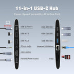 Adjustable Laptop Stand for Desk with Docking Station 11-in-1, Aluminum Laptop Riser with USB Hub 360°Swivel Dual Display 4K60Hz HDMI Gigabit Ethernet USB3.0 PD100W for MacBook Pro Air/Dell/HP 7-15.6"