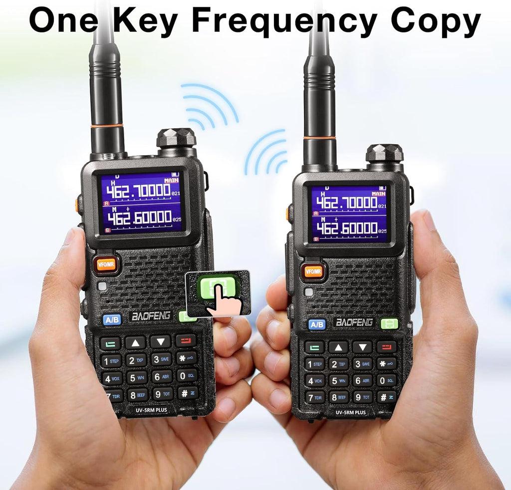 BAOFENG UV-5RM Plus 10W Dual Band Ham Radio Handheld, NOAA FM Airband Receiver, Long Range Two Way Radio with 8" & 15" ANT, Programming Cable,...