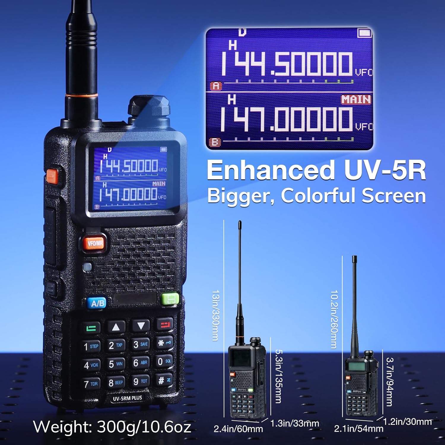 BAOFENG UV-5RM Plus 10W Dual Band Ham Radio Handheld, NOAA FM Airband Receiver, Long Range Two Way Radio with 8" & 15" ANT, Programming Cable,...