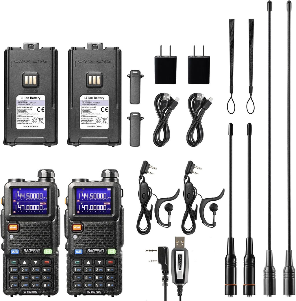 BAOFENG UV-5RM Plus 10W Dual Band Ham Radio Handheld, NOAA FM Airband Receiver, Long Range Two Way Radio with 8" & 15" ANT, Programming Cable,...