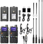 BAOFENG UV-5RM Plus 10W Dual Band Ham Radio Handheld, NOAA FM Airband Receiver, Long Range Two Way Radio with 8" & 15" ANT, Programming Cable,...