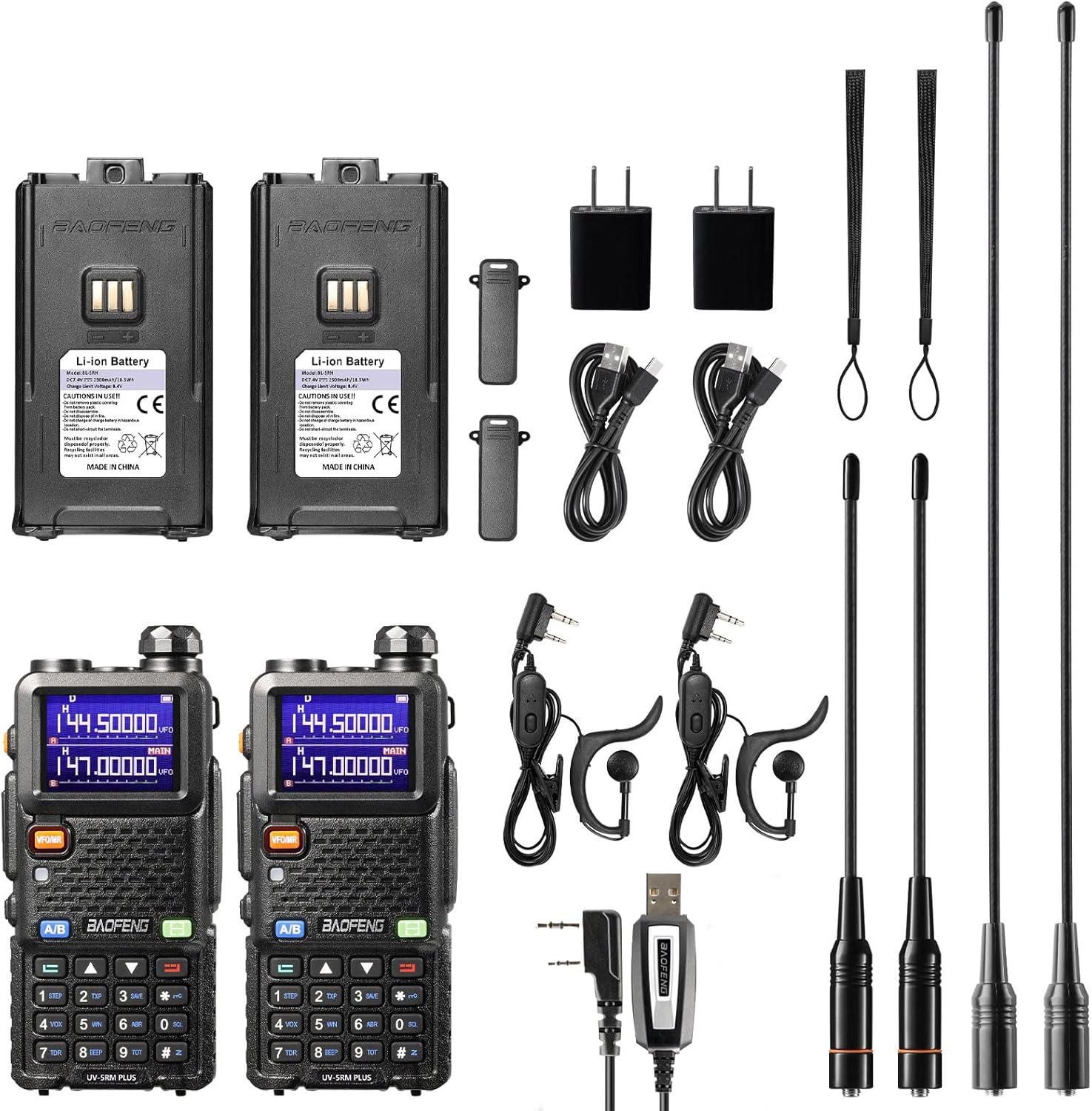 BAOFENG UV-5RM Plus 10W Dual Band Ham Radio Handheld, NOAA FM Airband Receiver, Long Range Two Way Radio with 8" & 15" ANT, Programming Cable,...