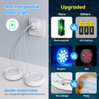 Luces de piscina: 2 packs, luces LED sumergibles recargables con mando a distancia, luz impermeable IP68 para decoración de piscinas subacuáticas para piscinas enterradas, piscinas elevadas, fiestas, jacuzzis, bases de jarrones