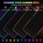 Magnetic Wireless Charging RGB Mouse Pad, 31.5'' x 15.8'' Large LED Gaming Desk Mat, 24 Light Effects, Non-Slip Rubber Base, Waterproof Ultra-Smooth Surface