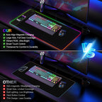 Magnetic Wireless Charging RGB Mouse Pad, 31.5'' x 15.8'' Large LED Gaming Desk Mat, 24 Light Effects, Non-Slip Rubber Base, Waterproof Ultra-Smooth Surface