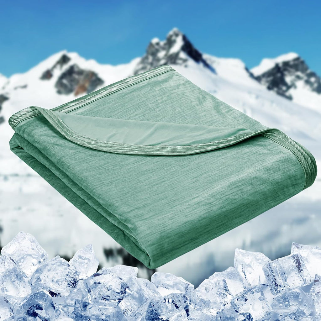 HOMFINE Cooling Blanket for Hot Sleepers - Summer Blanket Thin Lightweight Breathable Soft Double Side Enhanced Cooling for Bed Couch Sofa, Keep Cool for... Color:Green