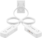 PD30W Split Extension Cord 10FT (5FT on Each Side), Single Flat Plug Twin Extension Cord with 4 AC Outlets, 2 USB-A & 3 USB-C, Nightstand Charging Station for Bedroom, His and Hers