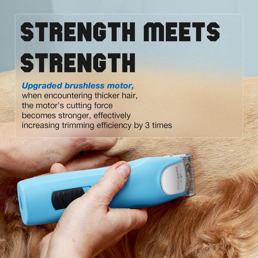 FuzzyFix Professional Dog Clippers for Grooming - 2 Speed for Thick Curly Matted Coats, Low Noise Cordless Pet Hair Trimmer with Detachable A5 Blade &...