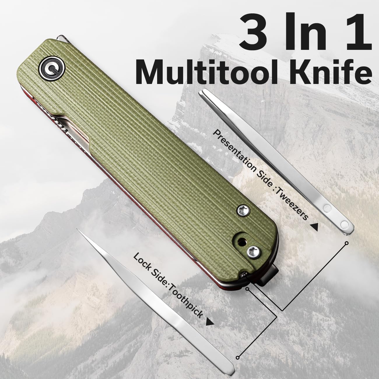 Navaja multiherramienta 3 en 1 CIVIVI Sendy con pinzas y palillo, Ben Petersen diseñó un cuchillo plegable para uso diario en acampada EDC, regalos perfectos para hombres...