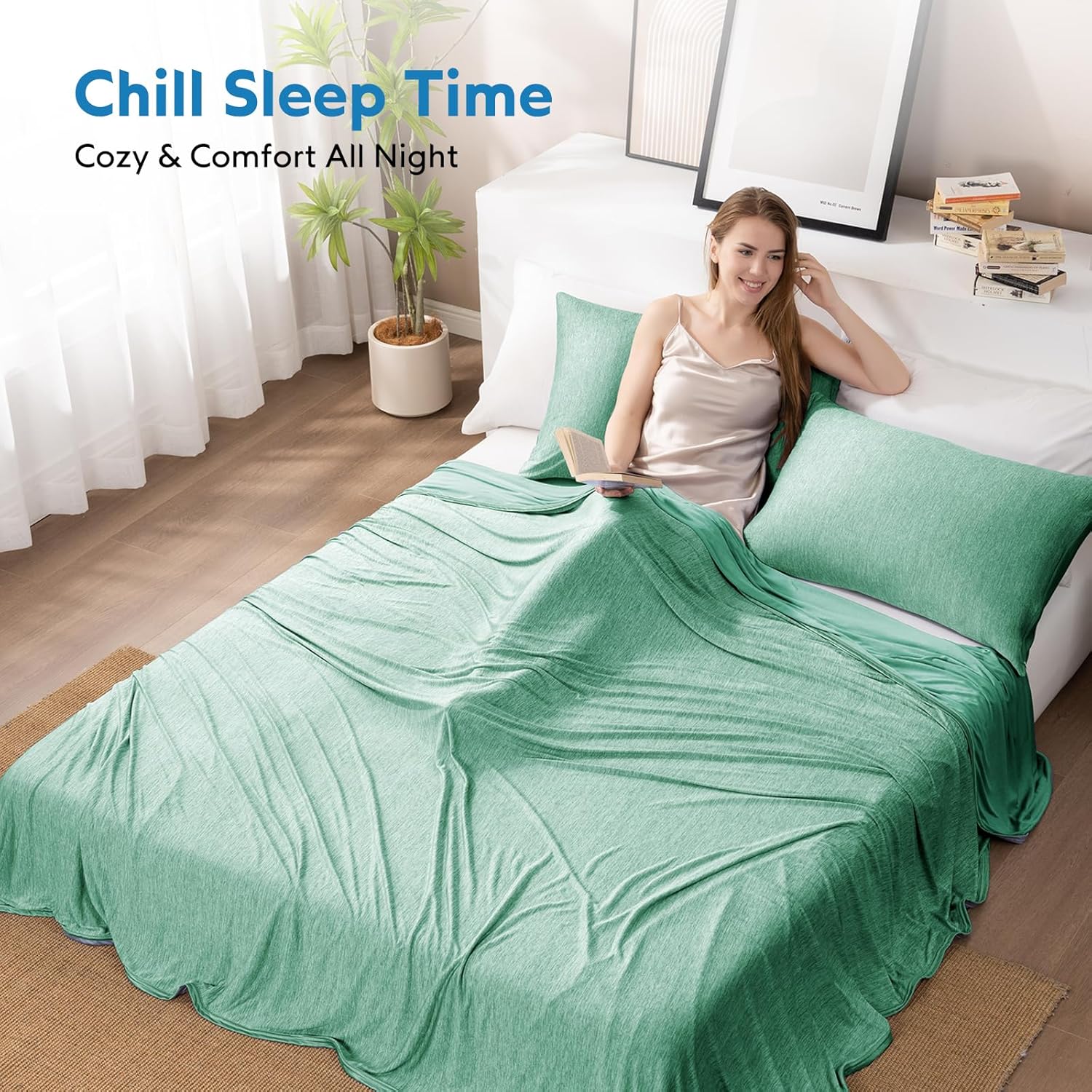 HOMFINE Cooling Blanket for Hot Sleepers - Summer Blanket Thin Lightweight Breathable Soft Double Side Enhanced Cooling for Bed Couch Sofa, Keep Cool for... Color:Green