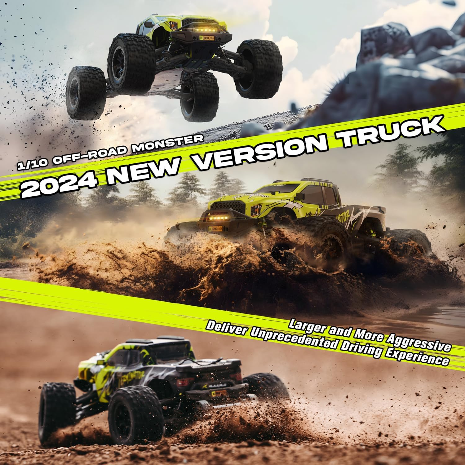 AMORIL 1/10 RTR Brushless Fast RC Cars for Adults,Max 50mph Hobby Electric Off-Road Monster Truck,Waterproof High Speed RC Car 4WD Remote Control Car with...