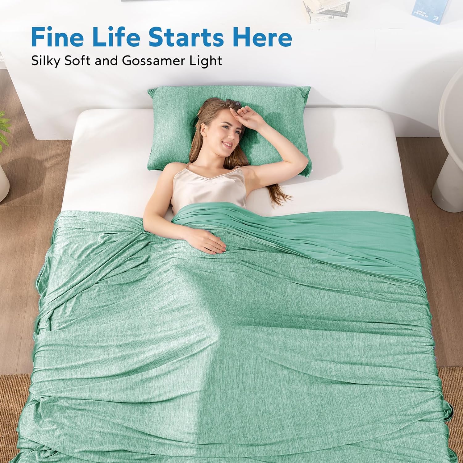 HOMFINE Cooling Blanket for Hot Sleepers - Summer Blanket Thin Lightweight Breathable Soft Double Side Enhanced Cooling for Bed Couch Sofa, Keep Cool for... Color:Green