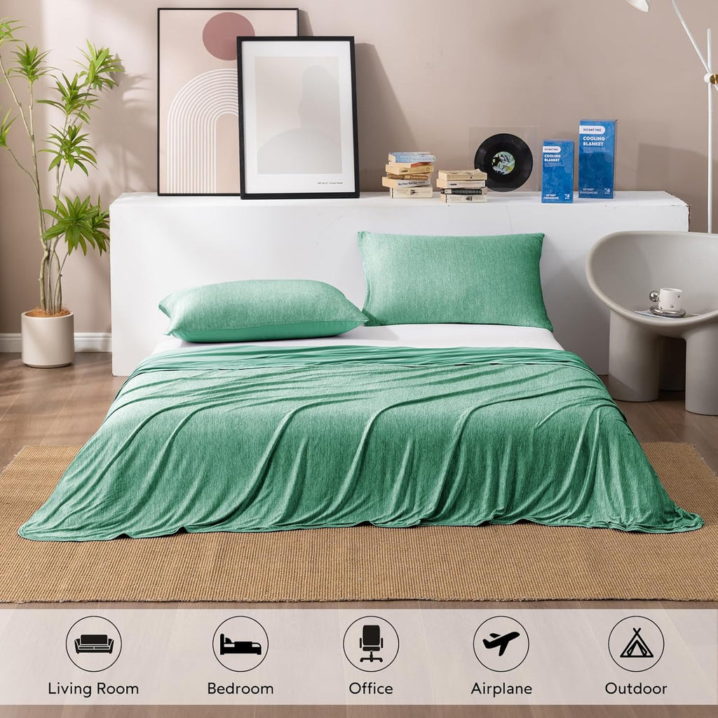 HOMFINE Cooling Blanket for Hot Sleepers - Summer Blanket Thin Lightweight Breathable Soft Double Side Enhanced Cooling for Bed Couch Sofa, Keep Cool for... Color:Green