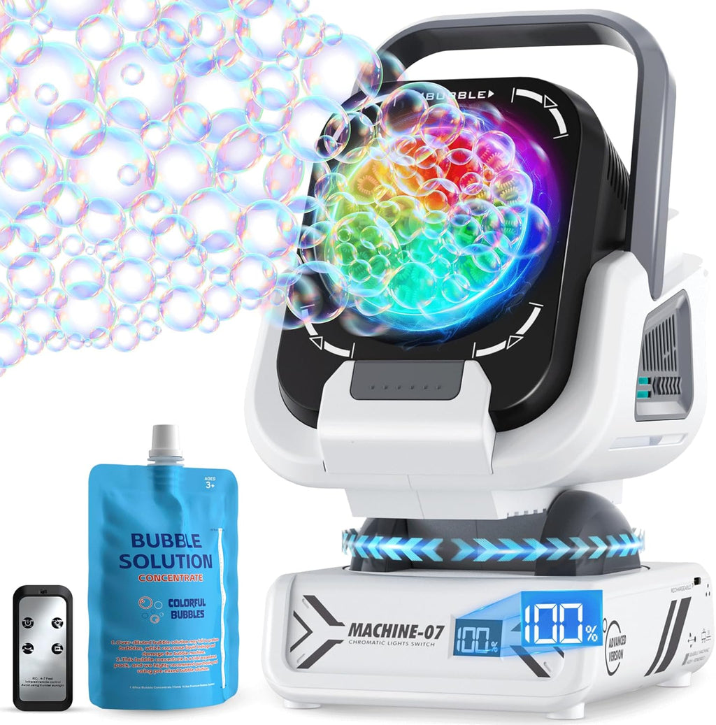Kiskey Bubble Machine,20000+ Per Minute Bubble Maker for Parties,Outdoor Toys for Kids,Rechargeable/with Remote Control / 7 Color RGB Lights,Wedding...