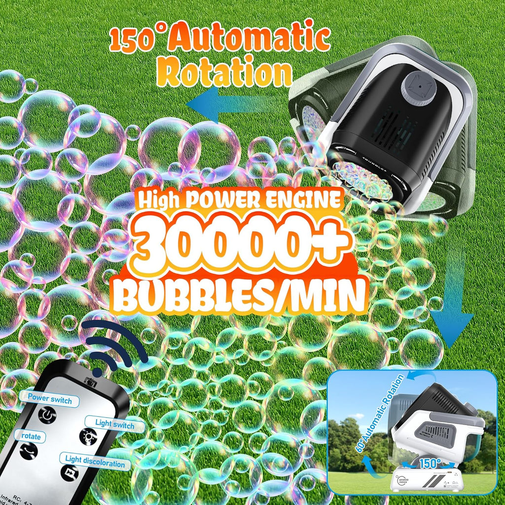 Kiskey Bubble Machine,20000+ Per Minute Bubble Maker for Parties,Outdoor Toys for Kids,Rechargeable/with Remote Control / 7 Color RGB Lights,Wedding...