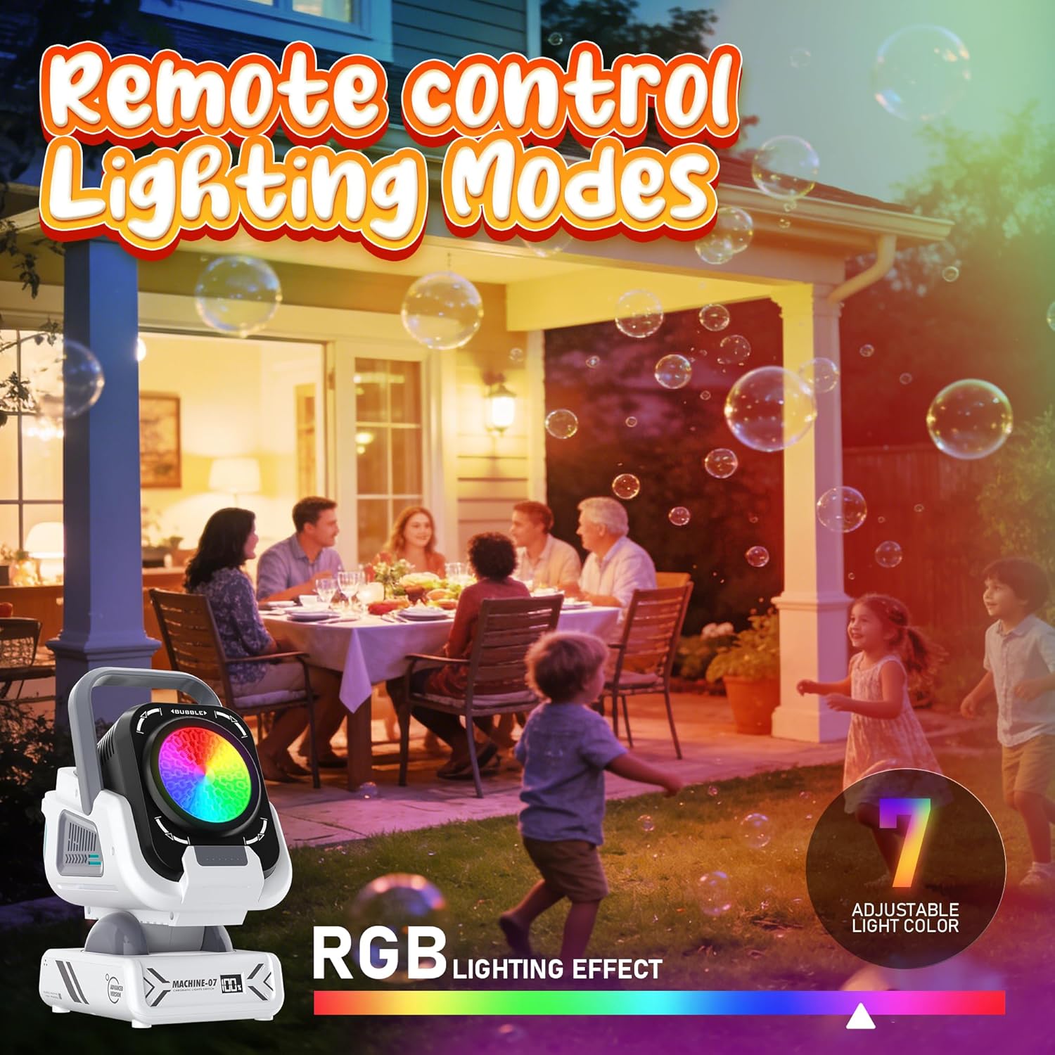 Kiskey Bubble Machine,20000+ Per Minute Bubble Maker for Parties,Outdoor Toys for Kids,Rechargeable/with Remote Control / 7 Color RGB Lights,Wedding...