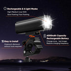 2025 New Bike Lights for Night Riding, Aluminum 1200 Lumens Rechargeable Super Bright Bicycle Headlight and Back Taillight, Waterproof LED Display 6+4 Modes Bicycle Lights Sets