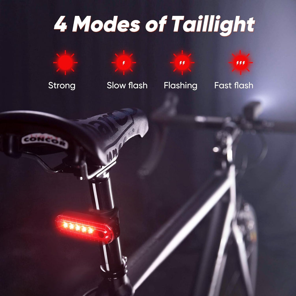 2025 New Bike Lights for Night Riding, Aluminum 1200 Lumens Rechargeable Super Bright Bicycle Headlight and Back Taillight, Waterproof LED Display 6+4 Modes Bicycle Lights Sets