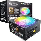 Auotac 1000W Fully Modular Power Supply, 80+ Gold PSU, ATX 3.1 & PCIe 5.1 Ready, Native Dual-Color 12V-2x6 Cable, RGB Low-Noise Smart Fan, 105°C-Rated...