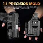 WARRIORLAND MB3 Pistol Light and Kydex Holster with Claw, Fits Taurus G2C/G3C/PT111 G2/PT140 G2, Compact 500-Lumen Universal Rail Mounted Tactical Weapon Light with Green Laser &White LED Flashlight