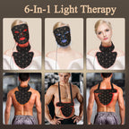 Red Light Therapy for Face and Neck, 8 Colors LED Face Mask Light Therapy with 850NM Near Infrared, 3000 mAh Rechargeable 6-In-1 Red Light Therapy Mask Set...