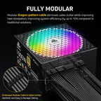 Auotac 1000W Fully Modular Power Supply, 80+ Gold PSU, ATX 3.1 & PCIe 5.1 Ready, Native Dual-Color 12V-2x6 Cable, RGB Low-Noise Smart Fan, 105°C-Rated...