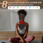 Red Light Therapy for Face and Neck, 8 Colors LED Face Mask Light Therapy with 850NM Near Infrared, 3000 mAh Rechargeable 6-In-1 Red Light Therapy Mask Set...